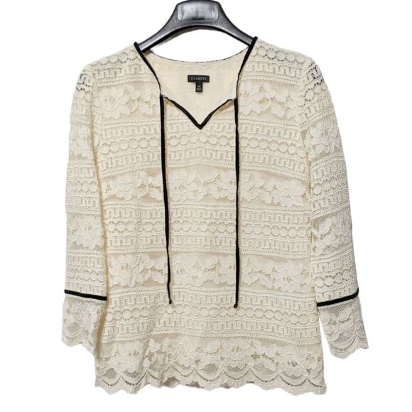 TALBOTS Lace Romantic Velvet Trim Blouse XS - Picture 7 of 7